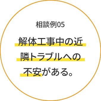 解体工事中の近隣トラブルへの不安がある。